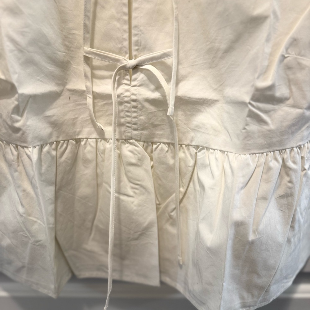 RW&CO White Peplum Blouse | Elbow Sleeve | Front Tie | NWT | Size L - Picture 3 of 5